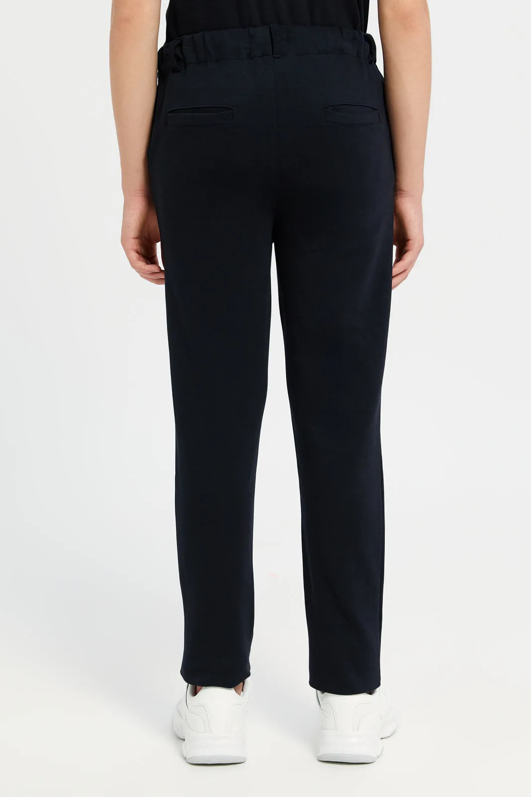 Senior Boys Black Solid Trousers