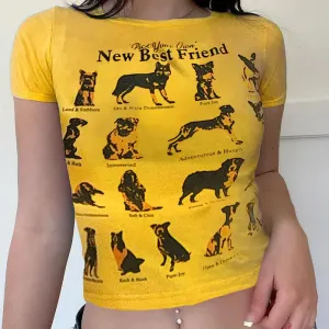 Street Style Dog Print American Slim Casual Short Korean Reviews Women's T-shirt