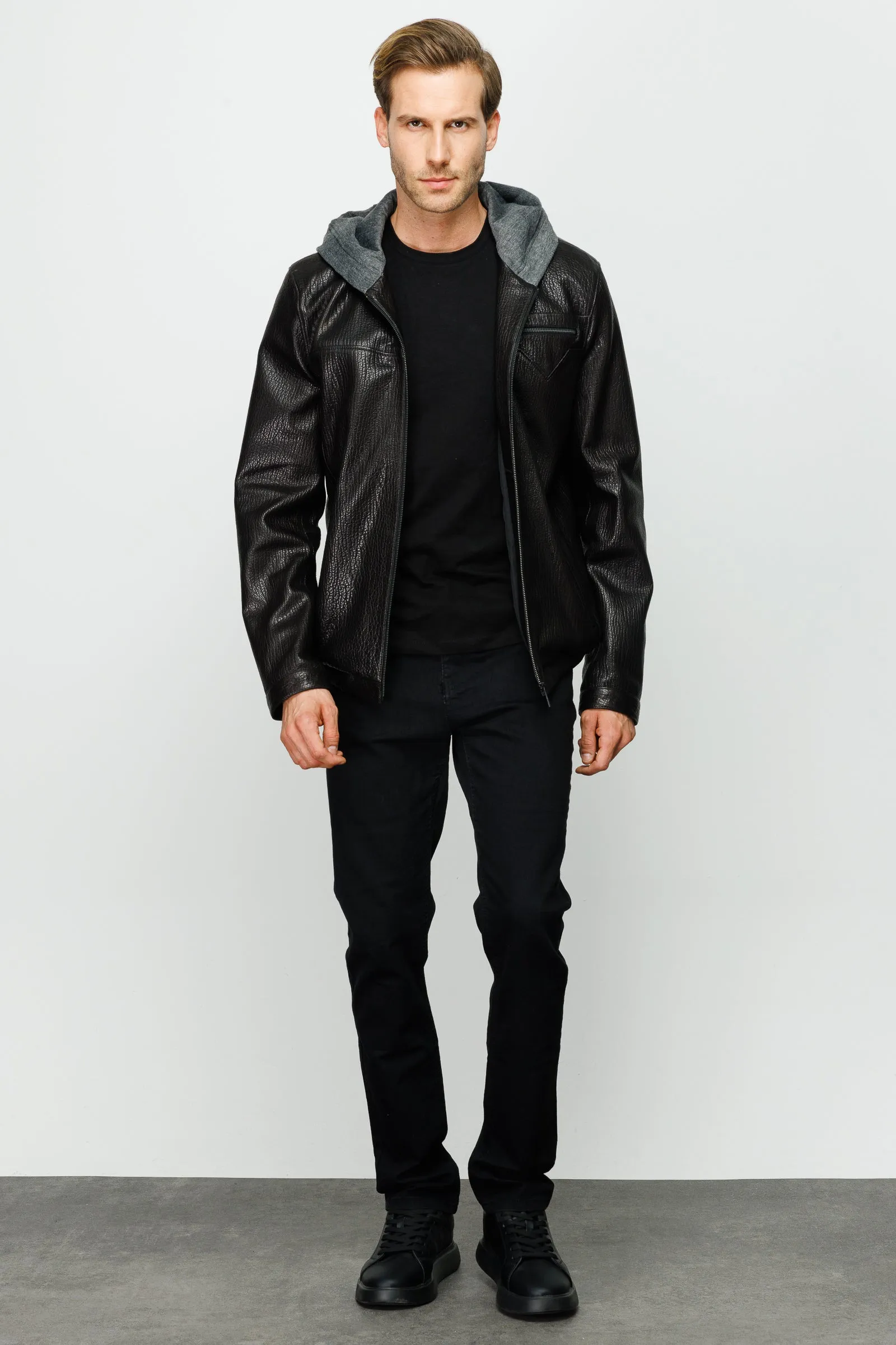 The Byron Ribi Black Leather Men Jacket