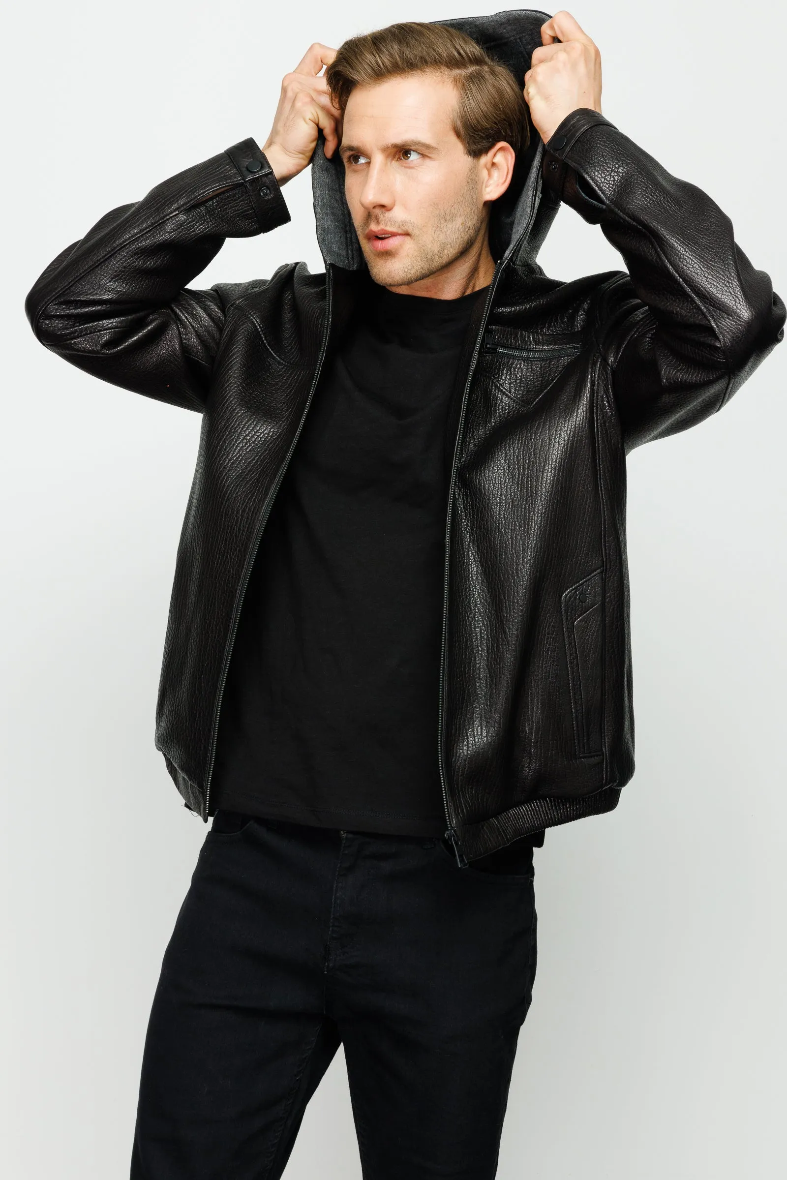 The Byron Ribi Black Leather Men Jacket