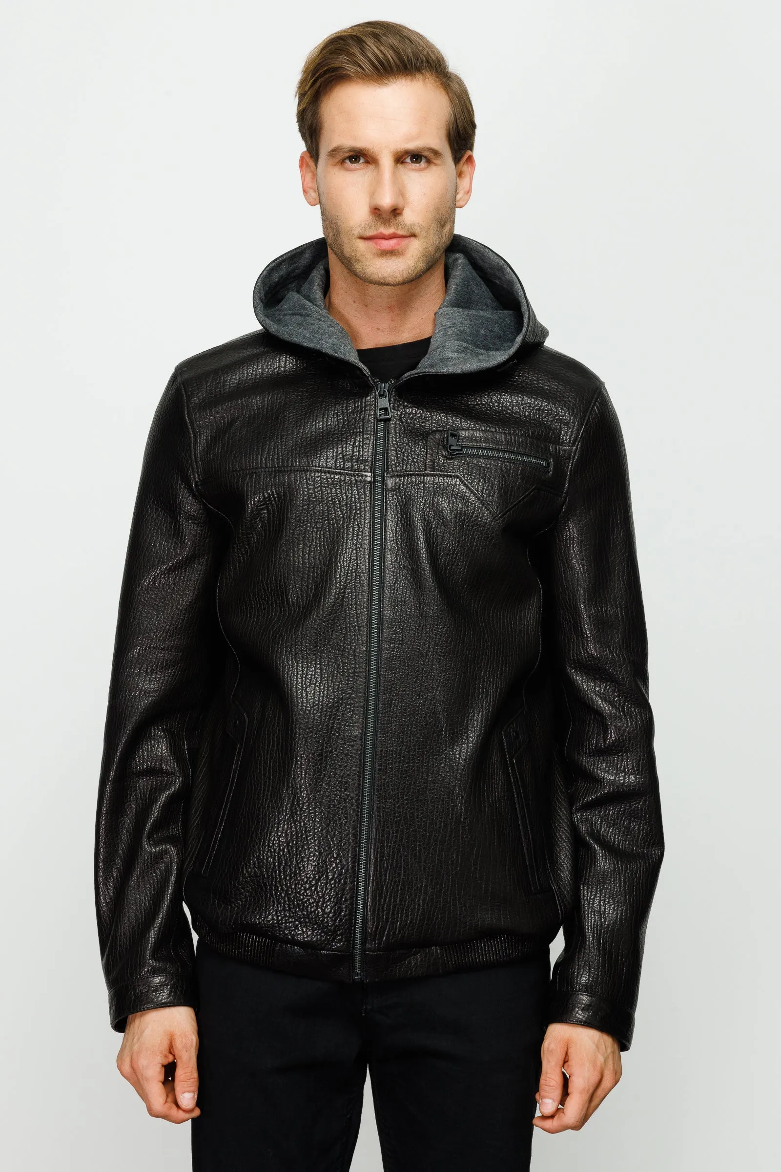 The Byron Ribi Black Leather Men Jacket