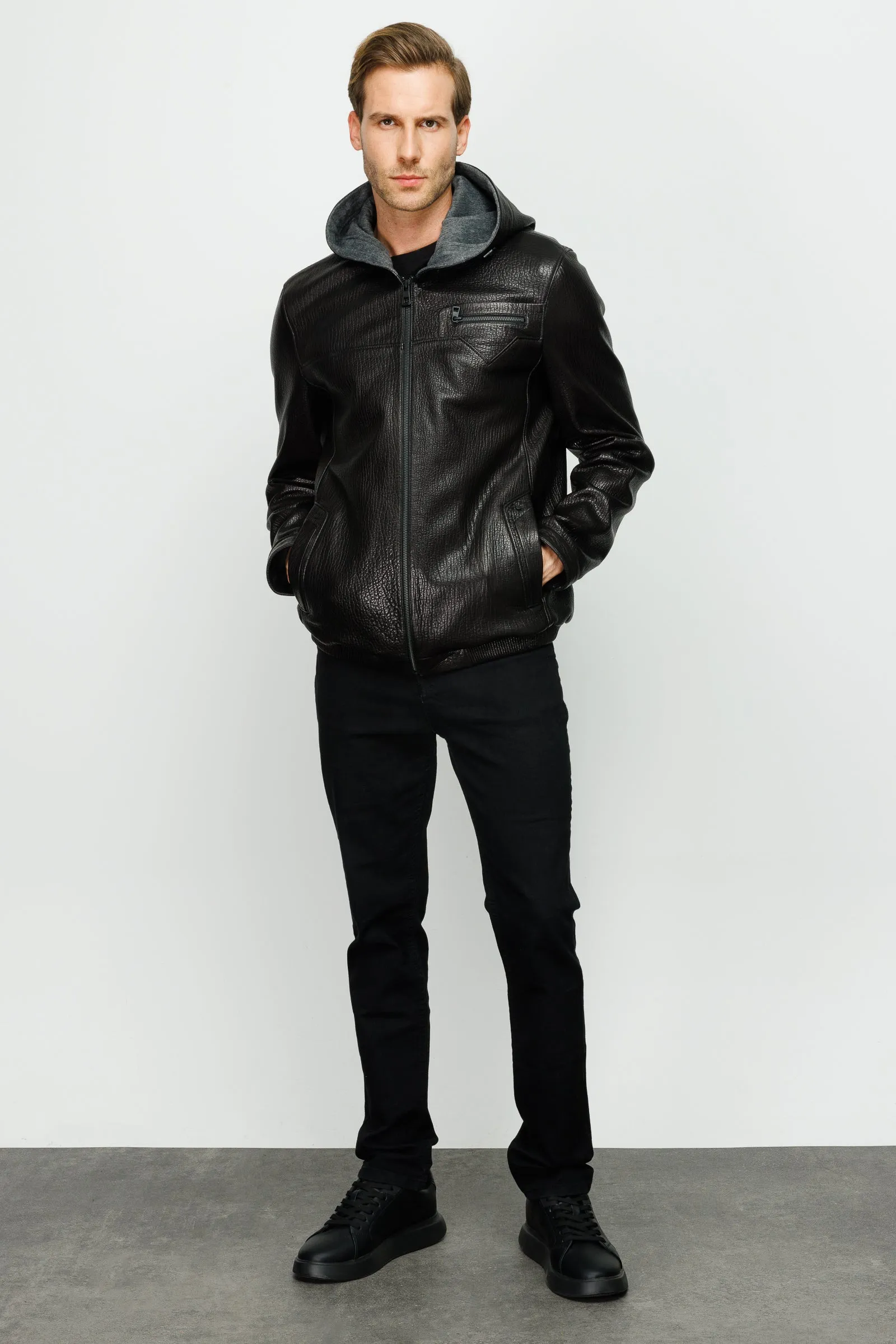 The Byron Ribi Black Leather Men Jacket