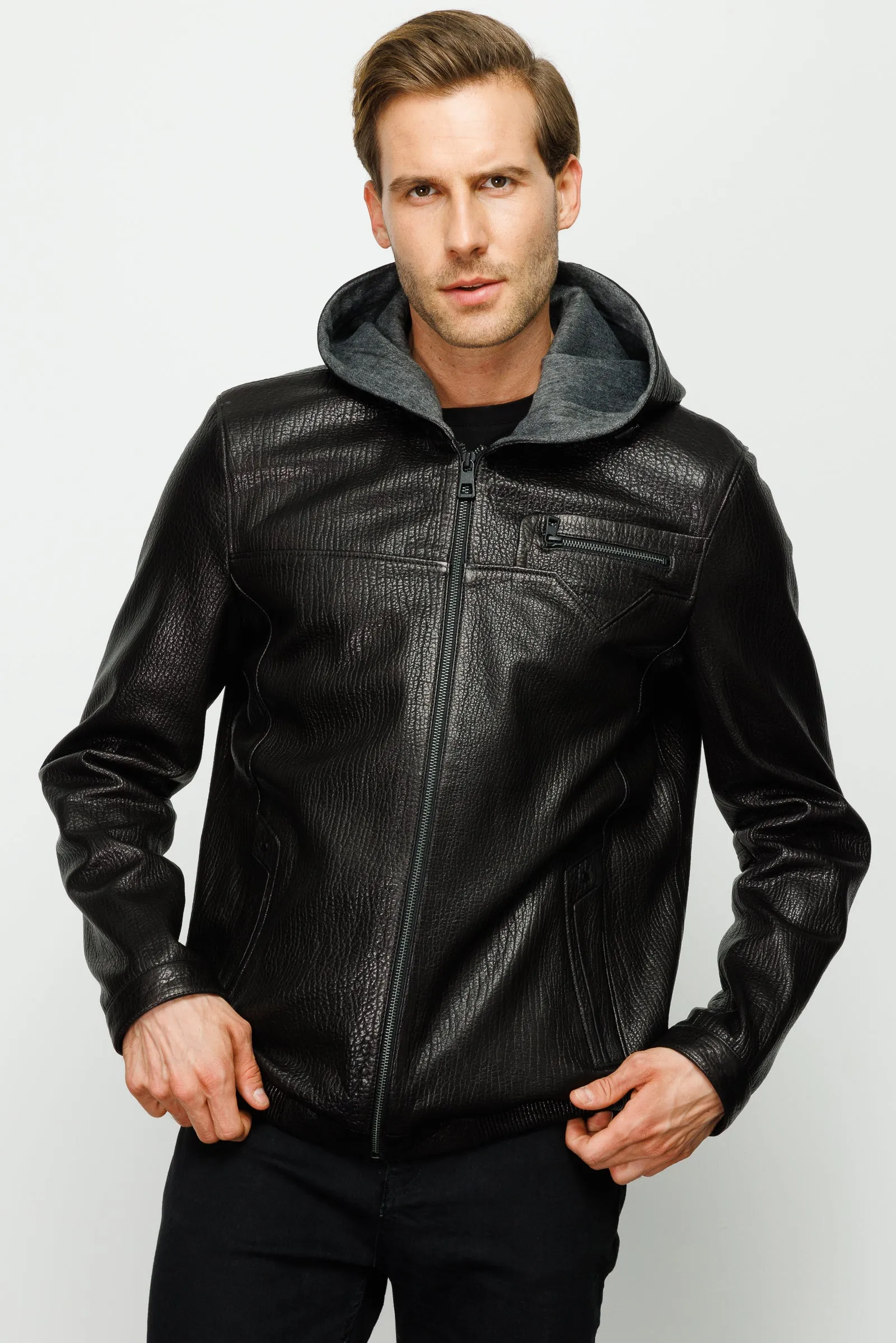 The Byron Ribi Black Leather Men Jacket