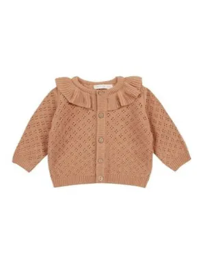 The Ruffle Collar Cardigan by Quincy Mae - Melon - KIDS