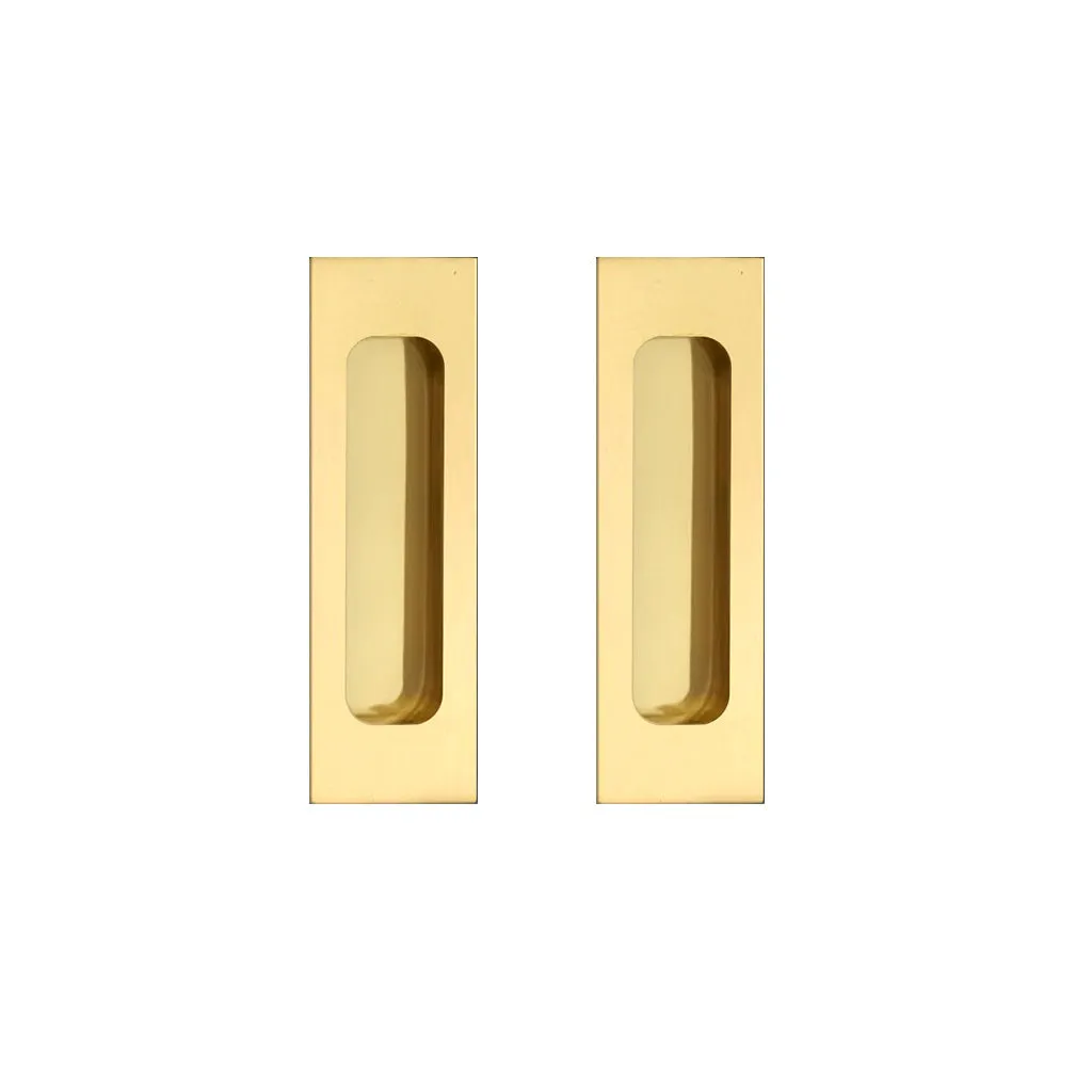 Three Pairs of Chester 120mm Sliding Door Oblong Flush Pulls - Polished Gold Finish