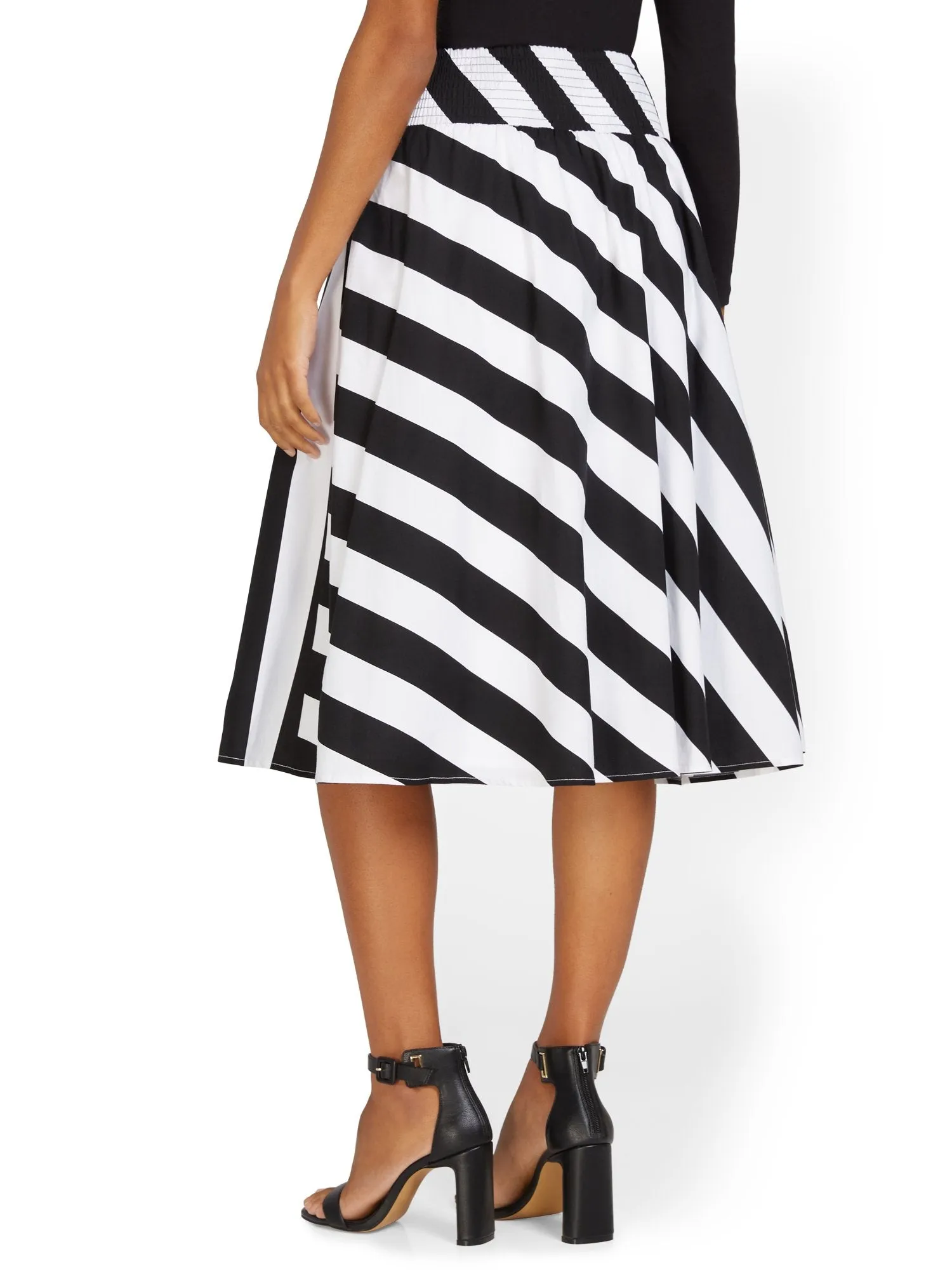 Tie-Waist Stripe Midi Skirt