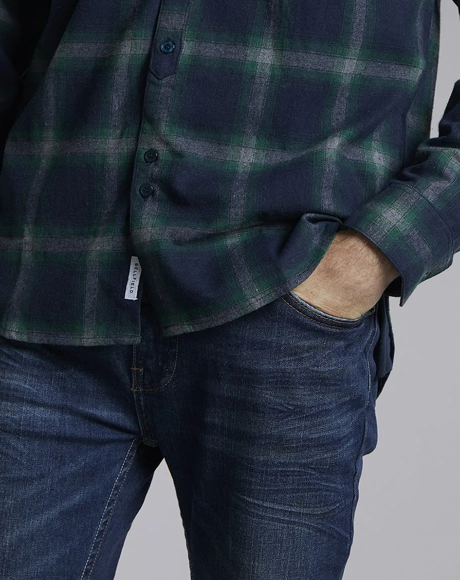 UEMATSU CHECK MENS SHIRT | NAVY