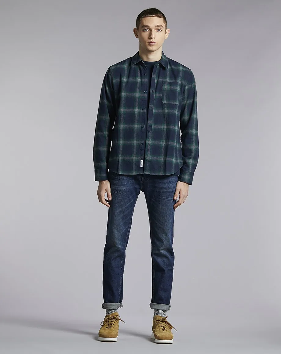 UEMATSU CHECK MENS SHIRT | NAVY