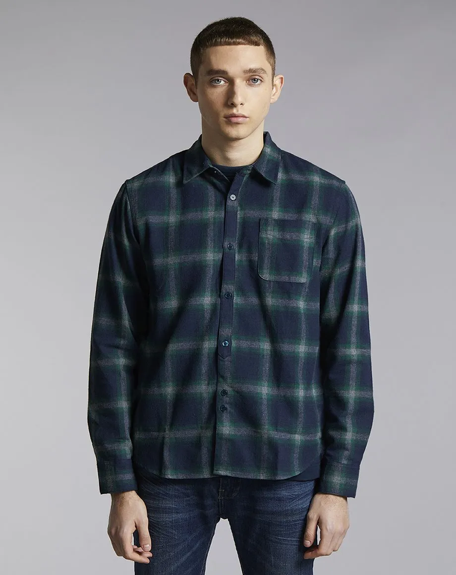 UEMATSU CHECK MENS SHIRT | NAVY