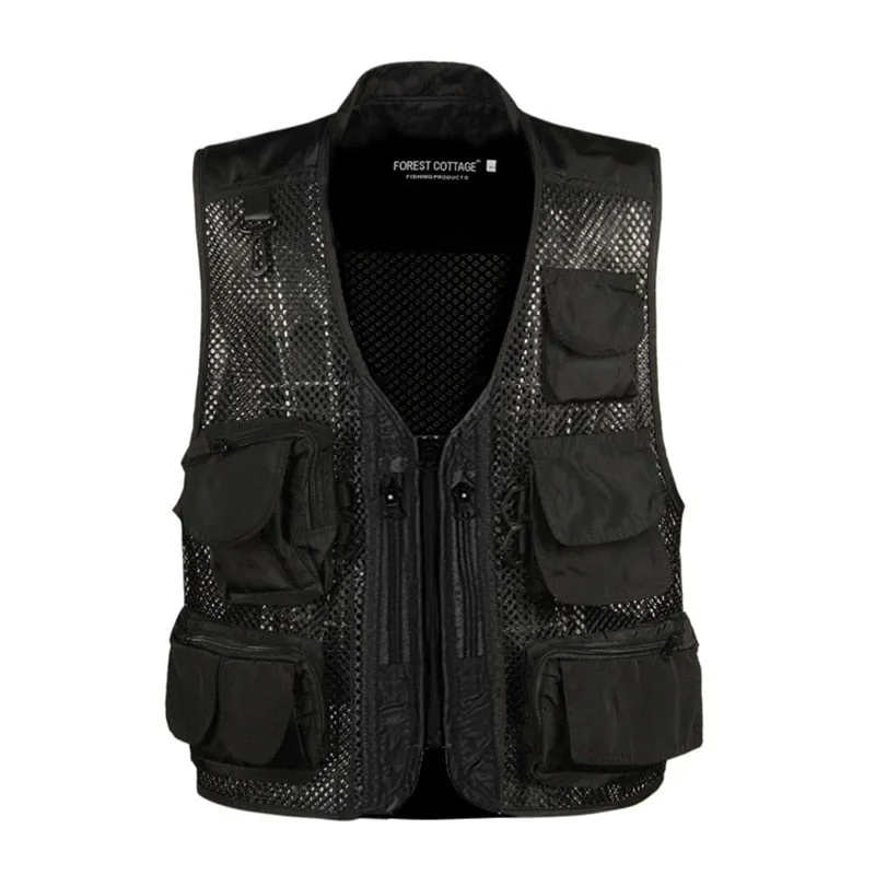 Vest Mesh Multi Pocket Male Sleeveless Jackets Gauze Green Camouflage