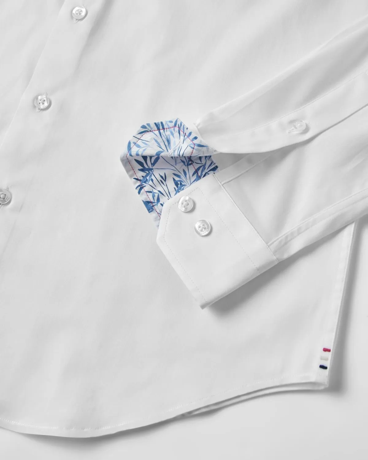 White Sateen Shirt with Blue Savanna Accents