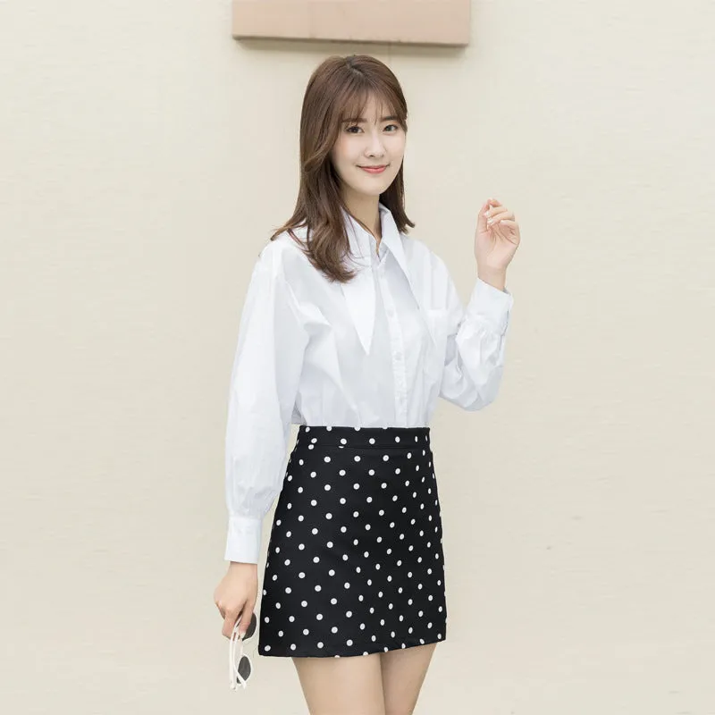 Women Poker Dot Skirt Summer Korean Hip Flattering A-Line Skirt