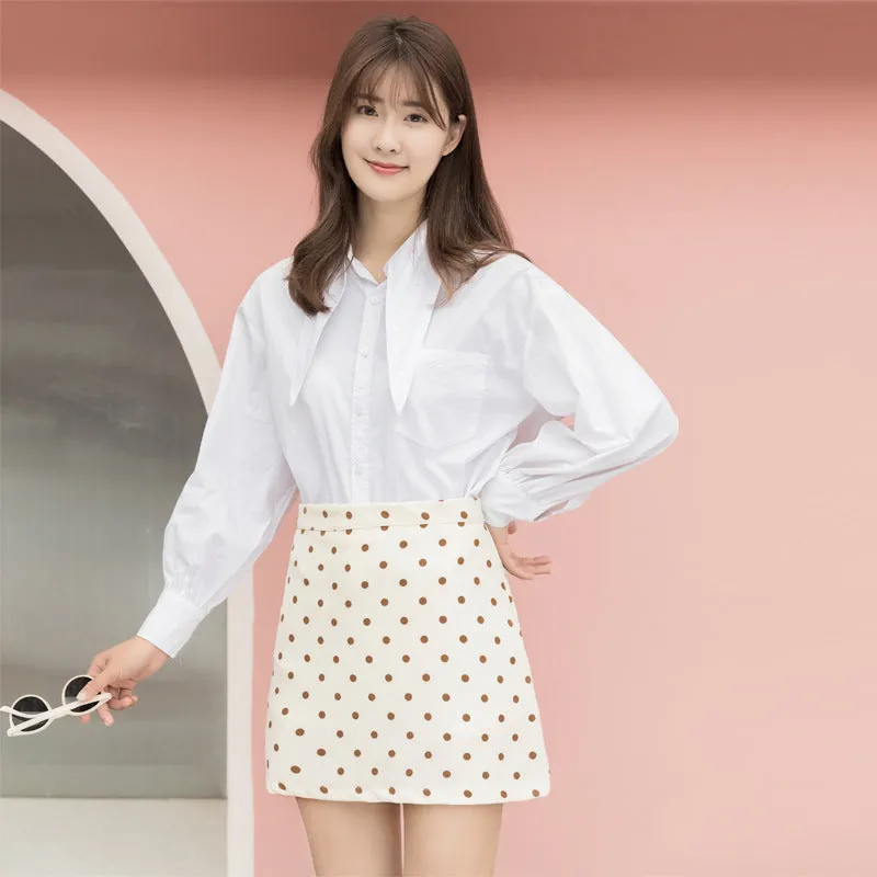 Women Poker Dot Skirt Summer Korean Hip Flattering A-Line Skirt