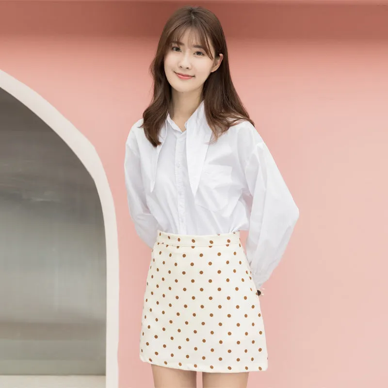 Women Poker Dot Skirt Summer Korean Hip Flattering A-Line Skirt