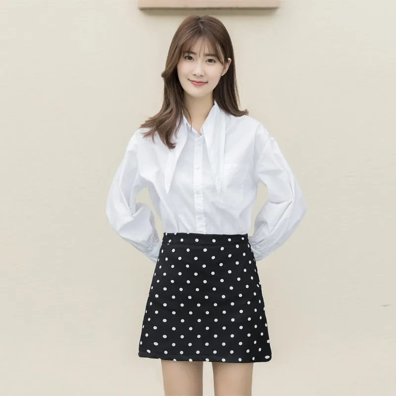 Women Poker Dot Skirt Summer Korean Hip Flattering A-Line Skirt