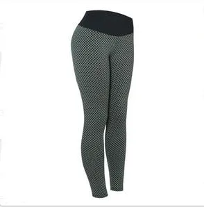 Women Seamless Grid High Waist Push Up Gym Yoga Leggings