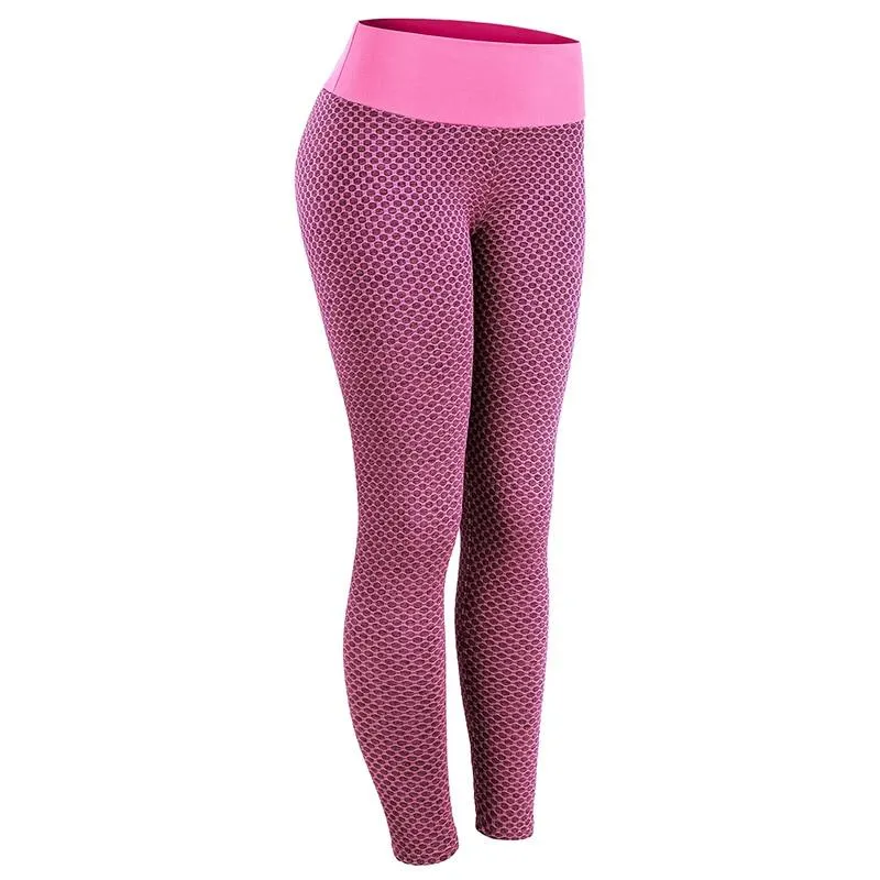 Women Seamless Grid High Waist Push Up Gym Yoga Leggings