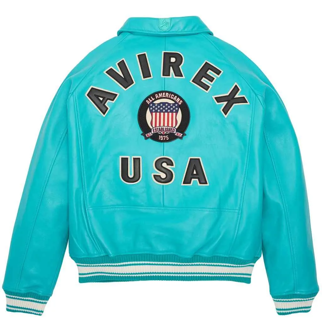 Womens Avirex Icon Turquoise Leather Jacket