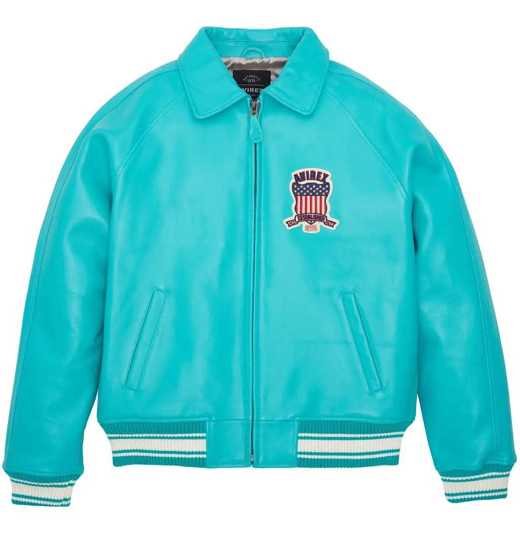 Womens Avirex Icon Turquoise Leather Jacket