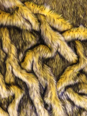 Yellow Arctic Alaskan Husky Long Pile Faux Fur Fabric / Sold By The Yard