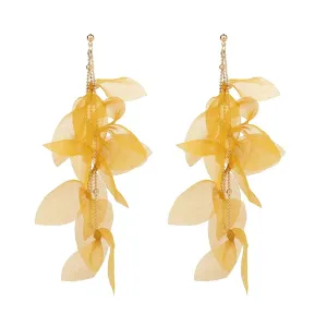 Yellow Chimes Earrings For Women Yellow color Petal Shape Designed Long Drop Dangler Earrings For Women and Girls